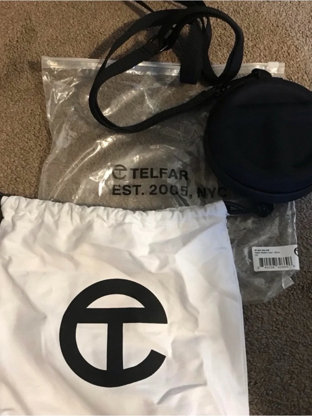 Like new Telfar Black Round Earbud Case with Detachable Strap - Picture 2 of 4